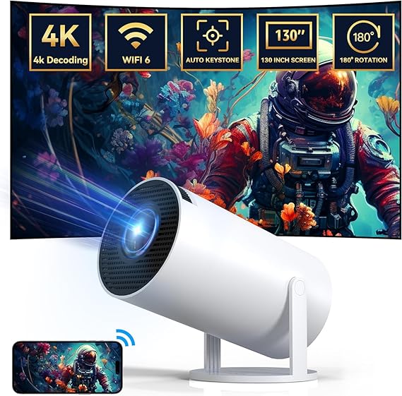 Smart Mini Projector with 4K 1080P Support Portable Projector
