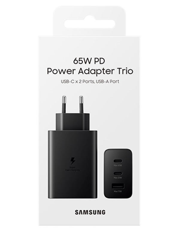 Samsung Original 3 Port Travel Adapter Trio 65W - Black With Cable