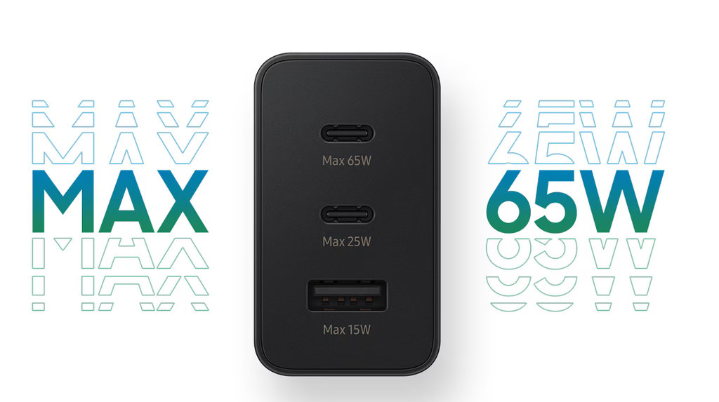 Samsung Original 3 Port Travel Adapter Trio 65W - Black With Cable